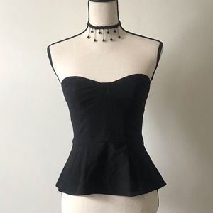EXPRESS Black Strapless Heart-Shape Peplum Top